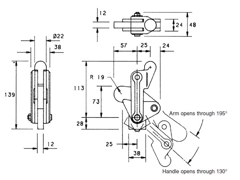 VA1200S Swivel Base Stub Arm Heavy Duty Vertical Toggle Clamps